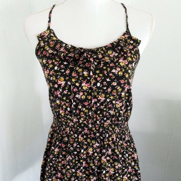 NWOT Black Floral Halter Stretch Mini Dress - Picture 3 of 5